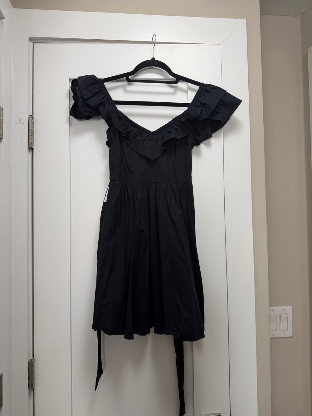 Hill House Women’s Black Ruffled Off-Shoulder Dress